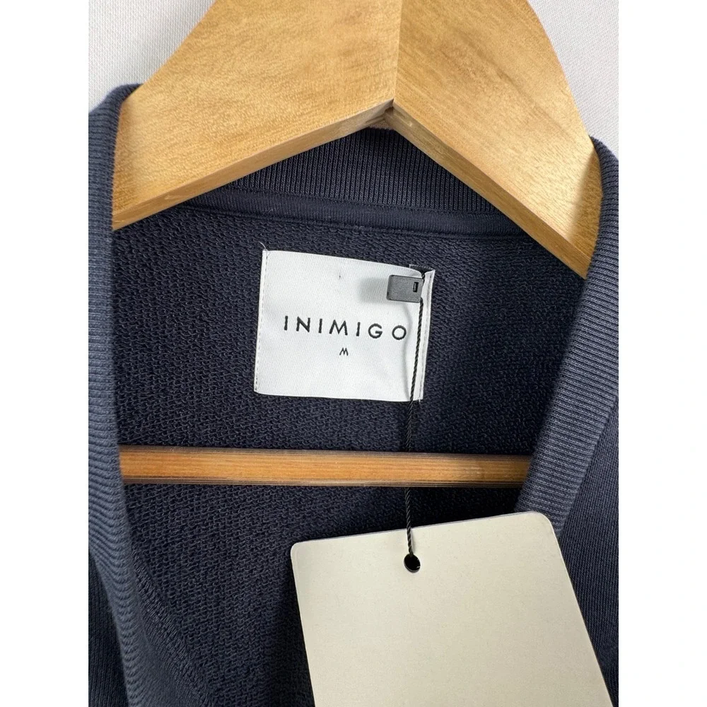 Inimigo Sweatshirt sz M Navy Blue Embroidered Heart Organic Cotton preppy